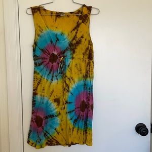 Lucky Tie Dye drawstring Sinch Hippie Dress